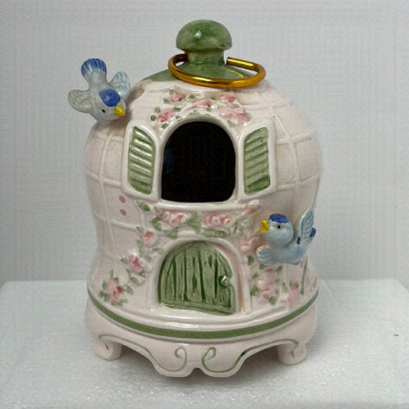 Vintage Schmid Music Box Blue Bird Cage Porcelain, "Don’t Cry For Me Argentina" - Picture 11 of 11